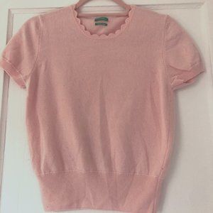 Scalloped Collar pink Cashmere Crop Benetton